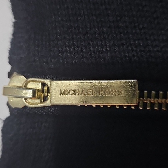 Michael Kors Black L9ng Sleeve Sweater Sz Large Gold Zipper In Back Extra Long - Picture 6 of 6